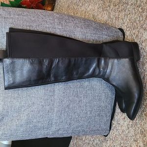 Nine West Owen ford Leather Riding Boots Black Size 6